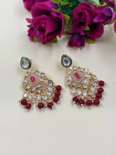 Designer Polki Kundan Earrings | Wedding And Party Red Wear Kundan Earrings For Women